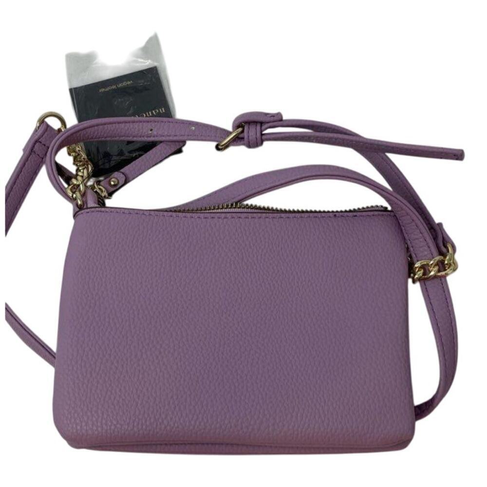 Nanette Lepore Womens Purple Leather Adjustable Strap Crossbody Purse With Tags - Picture 2 of 5
